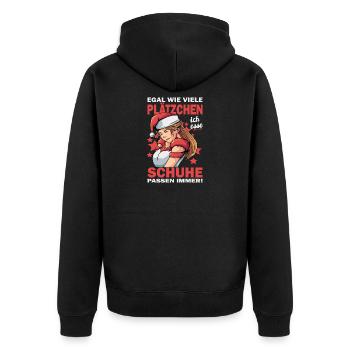 Weihnachten Merry Christmas Weihnachtsoutfit  - Unisex Premium Bio Zip Hoodie - Schwarz - Hinten - Nico (187cm)