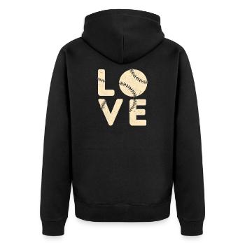 Liebe Baseball Vintage Geschenk - Unisex Premium Bio Zip Hoodie - Schwarz - Hinten - Nico (187cm)
