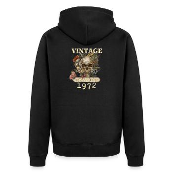 1972 Butterflies Flowers And Skull - Unisex Premium Organic Zip Hoodie - black - Back - Nico (187cm)