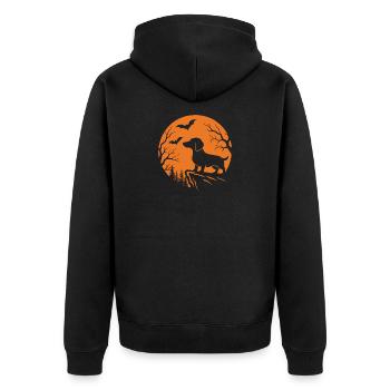 Weiner Dog Moon Spooky Halloween Dachshund - Unisex Premium Organic Zip Hoodie - black - Back - Nico (187cm)