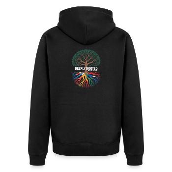 Deeply Rooted Hispanic Heritage Wurzeln - Unisex Premium Bio Zip Hoodie - Schwarz - Hinten - Nico (187cm)
