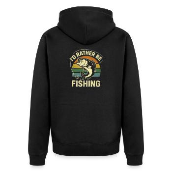 Angler Fish with Humor Saying - Unisex Premium Organic Zip Hoodie - black - Back - Nico (187cm)