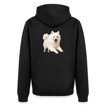Japan Spitz - Unisex Premium Bio Zip Hoodie - Schwarz - Hinten - Nico (187cm)