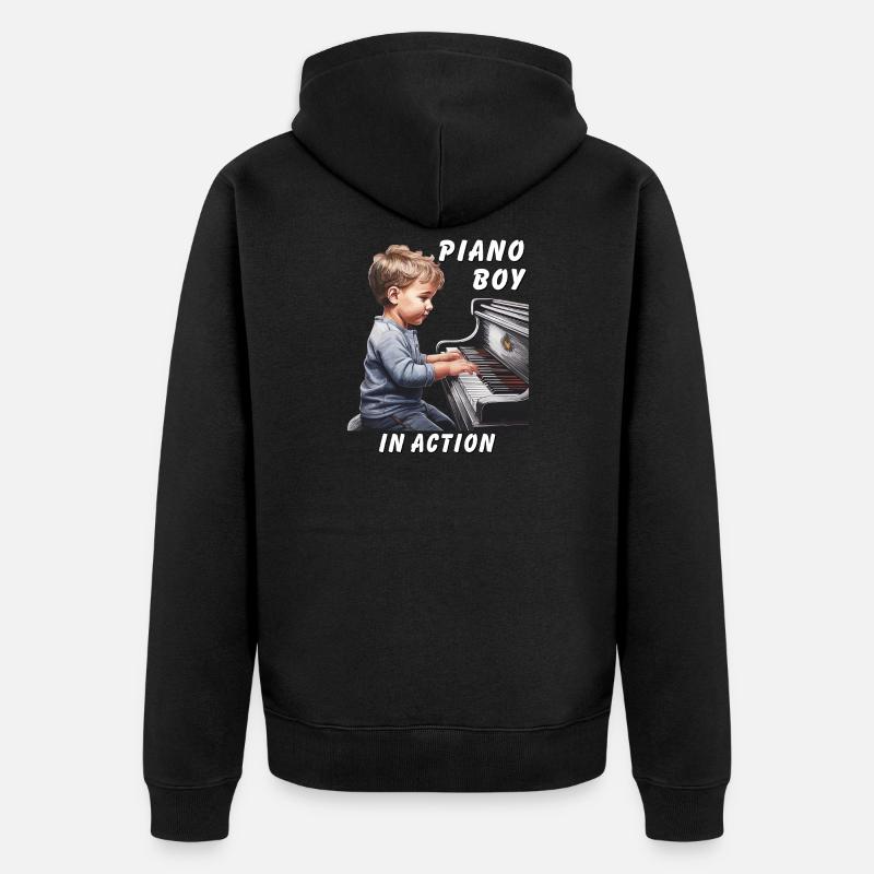 PIANO BOY EN ACTION - Veste à capuche bio Premium Unisexe - noir