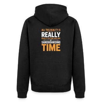 All This Reality Is Cutting Into My Summer - Unisex Premium Organic Zip Hoodie - black - Back - Nico (187cm)
