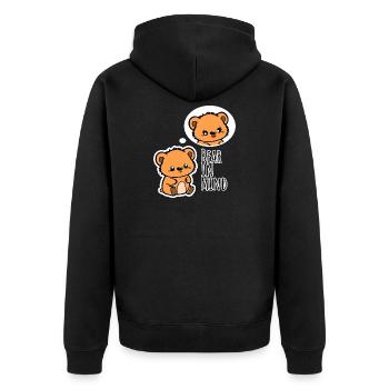 The cute bear thinks of his sweet girlfriend! - Unisex Premium Organic Zip Hoodie - black - Back - Nico (187cm)