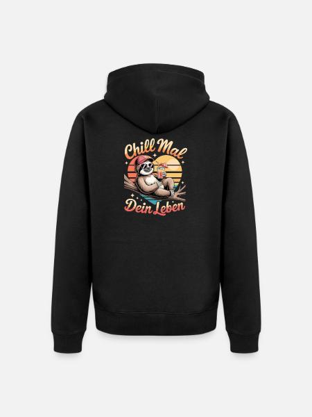Chill Time Your Life Sloth Relaxation - Unisex Premium Organic Zip Hoodie - black