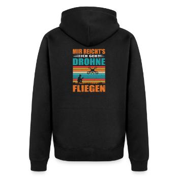 Drohnenpilot Zubehör Drohnen Pilot Drohne Geschenk - Unisex Premium Bio Zip Hoodie - Schwarz - Hinten - Nico (187cm)