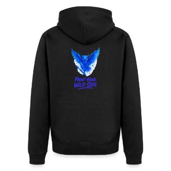 Entfalte Deine Wilde Seite Mit Kreativem - Unisex Premium Bio Zip Hoodie - Schwarz - Hinten - Nico (187cm)