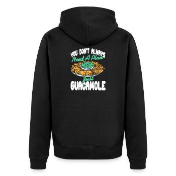 I Know the Guac Is Extra Funny Avocado Quote Meme - Unisex Premium Bio Zip Hoodie - Schwarz - Hinten - Nico (187cm)