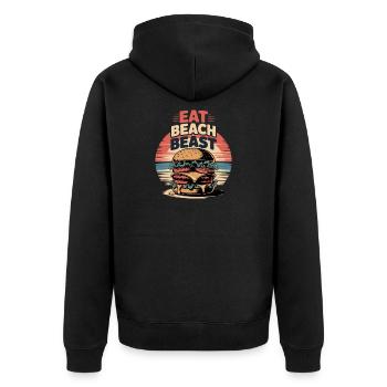 Burger Adventure on the Beach: Eat Beach Beast - Unisex Premium Organic Zip Hoodie - black - Back - Nico (187cm)