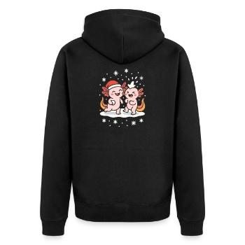Axolotl bataille de boules de neige hiver - Veste à capuche bio Premium Unisexe - noir - Dos - Nico (187cm)