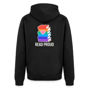 Reading Pride With Rainbow Heart - Unisex Premium Organic Zip Hoodie - black - Back - Nico (187cm)