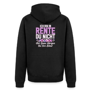 Renterin Oma Großmama Großmutter Großeltern Rente - Unisex Premium Bio Zip Hoodie - Schwarz - Hinten - Nico (187cm)