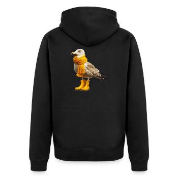 Albatros avec bottes en caoutchouc et écharpe - Veste à capuche bio Premium Unisexe - noir - Dos - Nico (187cm)