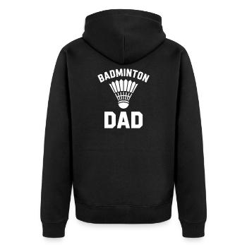 Badminton Spruch Papa Lustiges Badminton Geschenk - Unisex Premium Bio Zip Hoodie - Schwarz - Hinten - Nico (187cm)