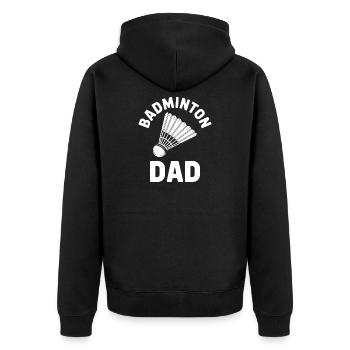 Badminton Spruch Papa Lustiges Badminton Geschenk - Unisex Premium Bio Zip Hoodie - Schwarz - Hinten - Nico (187cm)