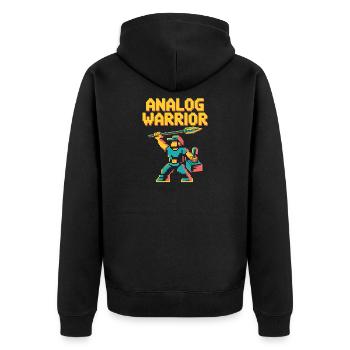 Guerrier analogique Pop Culture Rétro Jeu vidéo - Veste à capuche bio Premium Unisexe - noir - Dos - Nico (187cm)