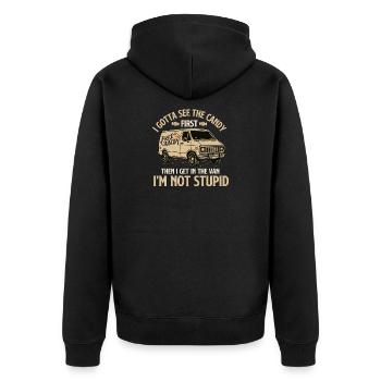 I Gotta See The Candy Erster Halloween-Witz - Unisex Premium Bio Zip Hoodie - Schwarz - Hinten - Nico (187cm)