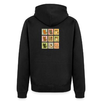 Collection de timbres de chat ludique, chats - Veste à capuche bio Premium Unisexe - noir - Dos - Nico (187cm)