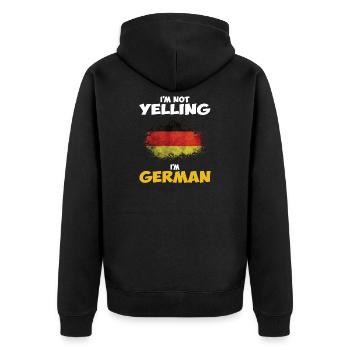 Im Not Yelling Im German Funny Germany Quote - Unisex Premium Organic Zip Hoodie - black - Back - Nico (187cm)