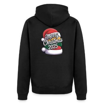 Chapeau d’arbre de Noël avec voeux de Noël 2025 - Veste à capuche bio Premium Unisexe - noir - Dos - Nico (187cm)