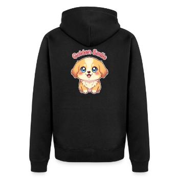 Golden Smile – Kawaii Golden Retriever - Unisex Premium Bio Zip Hoodie - Schwarz - Hinten - Nico (187cm)