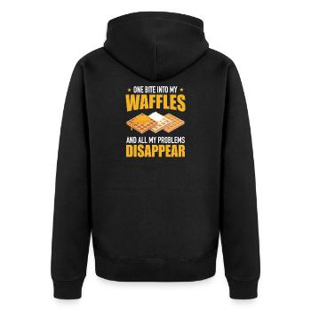 Waffeln Pancakes Frühstück Bäckerei Kostüm - Unisex Premium Bio Zip Hoodie - Schwarz - Hinten - Nico (187cm)