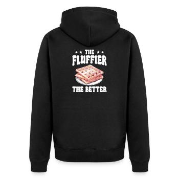 The Fluffier The Better Waffle Pancakes - Unisex Premium Organic Zip Hoodie - black - Back - Nico (187cm)