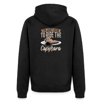 Funny Capybara - Unisex Premium Bio Zip Hoodie - Schwarz - Hinten - Nico (187cm)