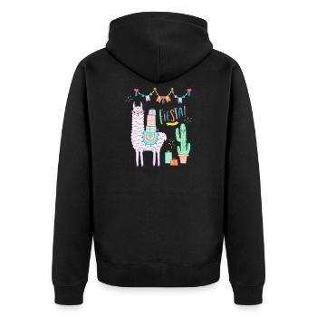 Lama Fiesta süßes rosa Llama mit Herzbrille - Unisex Premium Bio Zip Hoodie - Schwarz - Hinten - Nico (187cm)