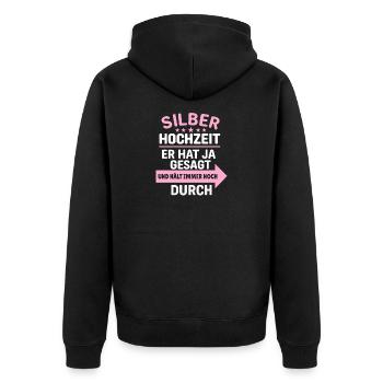 T-shirt humoristique en argent pour les mariages - Veste à capuche bio Premium Unisexe - noir - Dos - Nico (187cm)