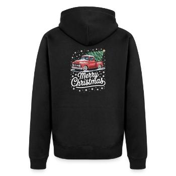 Camionnette rouge avec arbre de Noël – T-shirt de Noël - Veste à capuche bio Premium Unisexe - noir - Dos - Nico (187cm)
