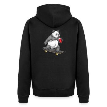 Panda Skater Skateboard - Unisex Premium Organic Zip Hoodie - black - Back - Nico (187cm)