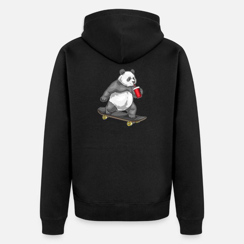 Panda Skater Skateboard - Veste à capuche bio Premium Unisexe - noir
