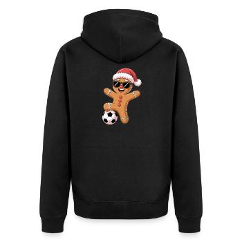Christmas Soccer Cartoon Football - Unisex Premium Bio Zip Hoodie - Schwarz - Hinten - Nico (187cm)