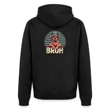 Lässiger Labrador mit Sonnenbrille und Cap - Unisex Premium Bio Zip Hoodie - Schwarz - Hinten - Nico (187cm)