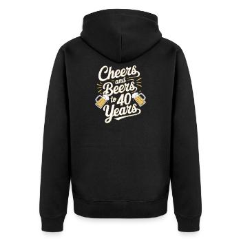 Cheers to 40 Years Beer Celebration - Unisex Premium Organic Zip Hoodie - black - Back - Nico (187cm)