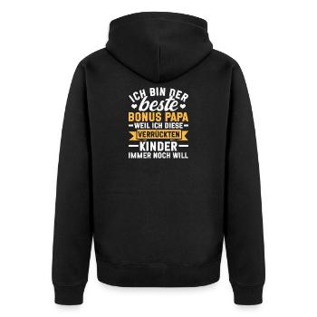 Ich Bin Der Beste Bonus Papa Kinder Vater - Unisex Premium Bio Zip Hoodie - Schwarz - Hinten - Nico (187cm)