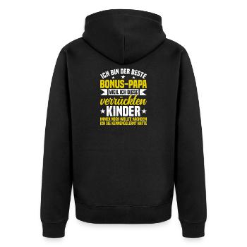 Bonus Papa Stiefvater Vatertag Papa Vaterschaft - Unisex Premium Bio Zip Hoodie - Schwarz - Hinten - Nico (187cm)