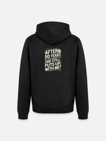 Humorous 50th Birthday Celebration Design - Unisex Premium Organic Zip Hoodie - black