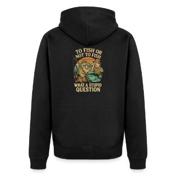 Fischen oder nicht fischen - eine dumme Frage - Unisex Premium Bio Zip Hoodie - Schwarz - Hinten - Nico (187cm)