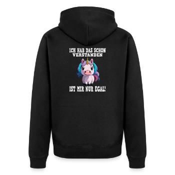 Cute unicorn cuddly look - Unisex Premium Organic Zip Hoodie - black - Back - Nico (187cm)