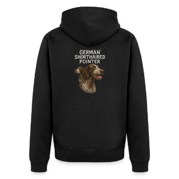 German Shorthaired Pointer - Unisex Premium Bio Zip Hoodie - Schwarz - Hinten - Nico (187cm)
