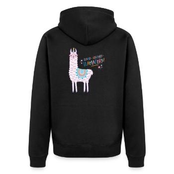 Llamacorn Pink Llama Unicorn - Unisex Premium Organic Zip Hoodie - black - Back - Nico (187cm)