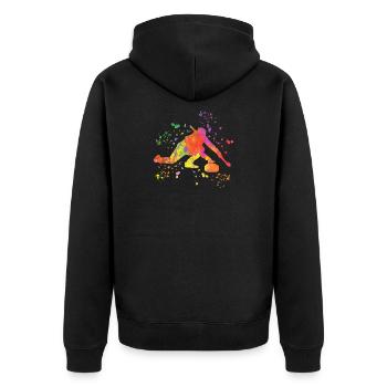 Curler Winter Sports Curling - Unisex Premium Organic Zip Hoodie - black - Back - Nico (187cm)