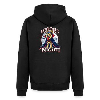 Vampirhund Fang-tastische Halloween Nacht - Unisex Premium Bio Zip Hoodie - Schwarz - Hinten - Nico (187cm)