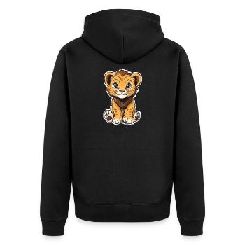 Lion - Unisex Premium Organic Zip Hoodie - black - Back - Nico (187cm)