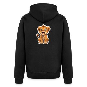 Lion - Unisex Premium Organic Zip Hoodie - black - Back - Nico (187cm)