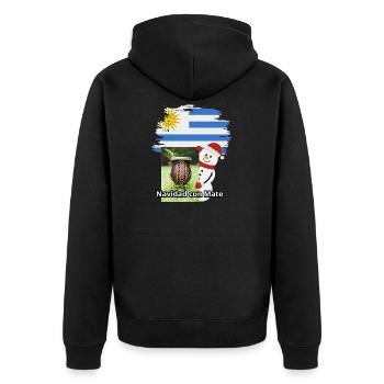 Weihnachtsfeier mit Mate und Schneemann - Unisex Premium Bio Zip Hoodie - Schwarz - Hinten - Nico (187cm)